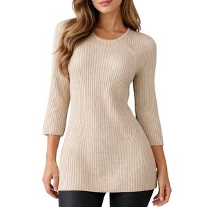 St John Cashmere Angora Wool Metallic Ribbed Sweater Women's Large Quiet Luxury